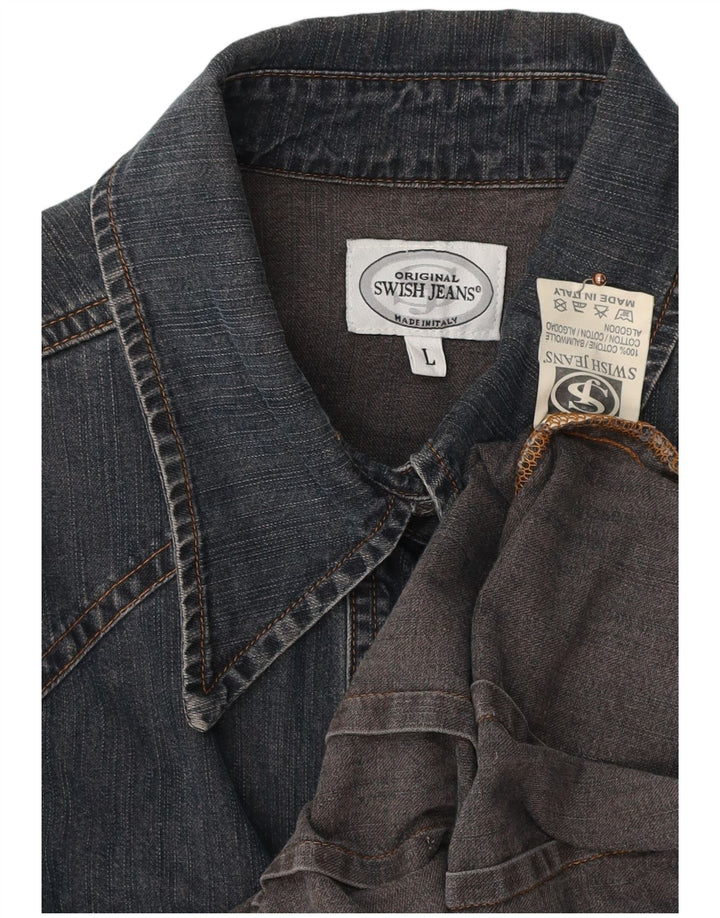 SWISH Chemise en jean pour femme UK 14 Large Bleu marine en coton