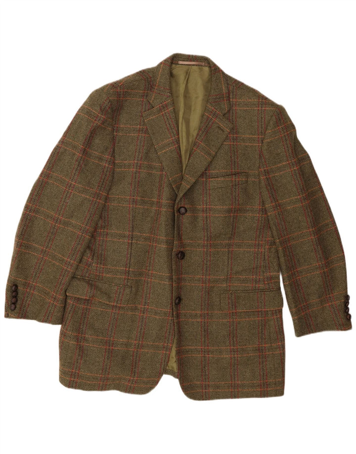 John Hanly&Co Ltd Veste blazer à 3 boutons pour homme IT 54 2XL Kaki à carreaux