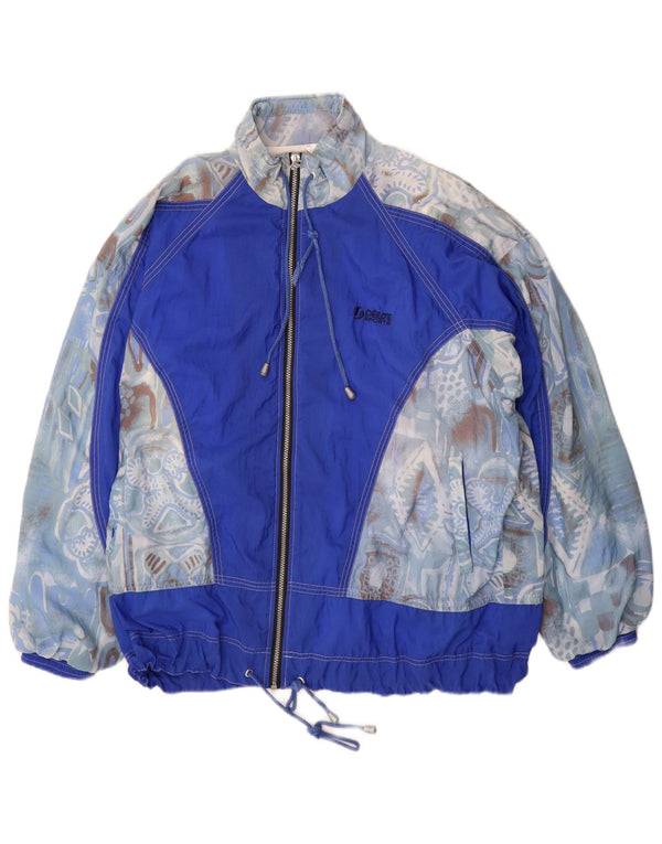 vintage Mens Survêtement Top Jacket UK 42 XL Bleu Géométrique Nylon