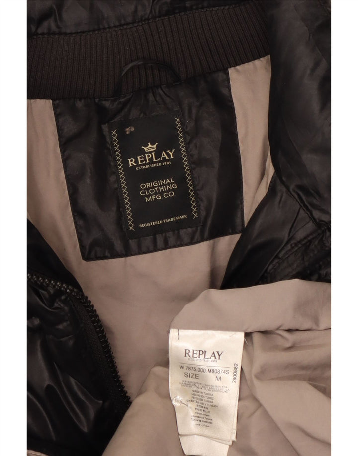 Replay Manteau rembourré pour femme UK 42 Medium Noir Polyester