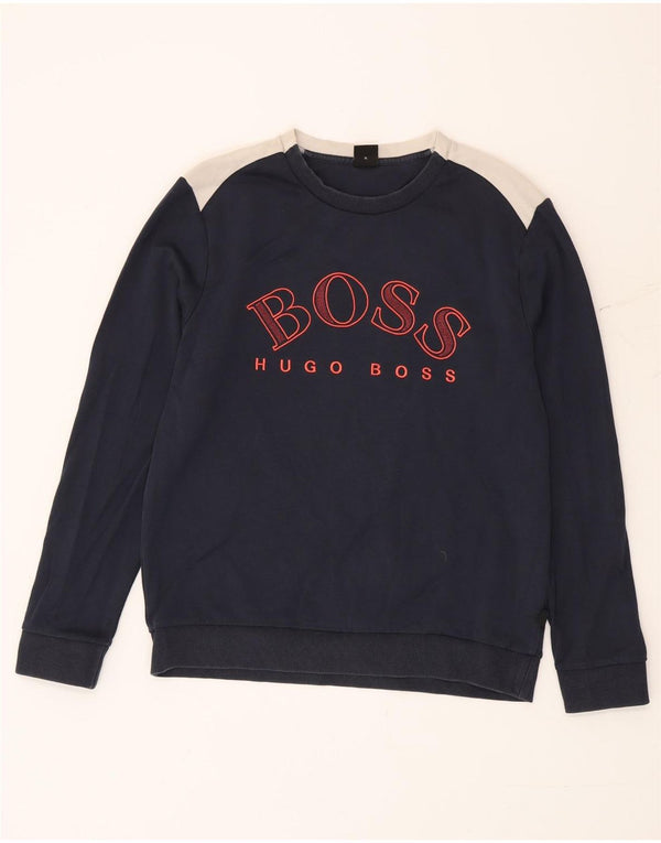 Hugo Boss Sweat-shirt graphique pour femme UK 18 XL Bleu marine Colourblock