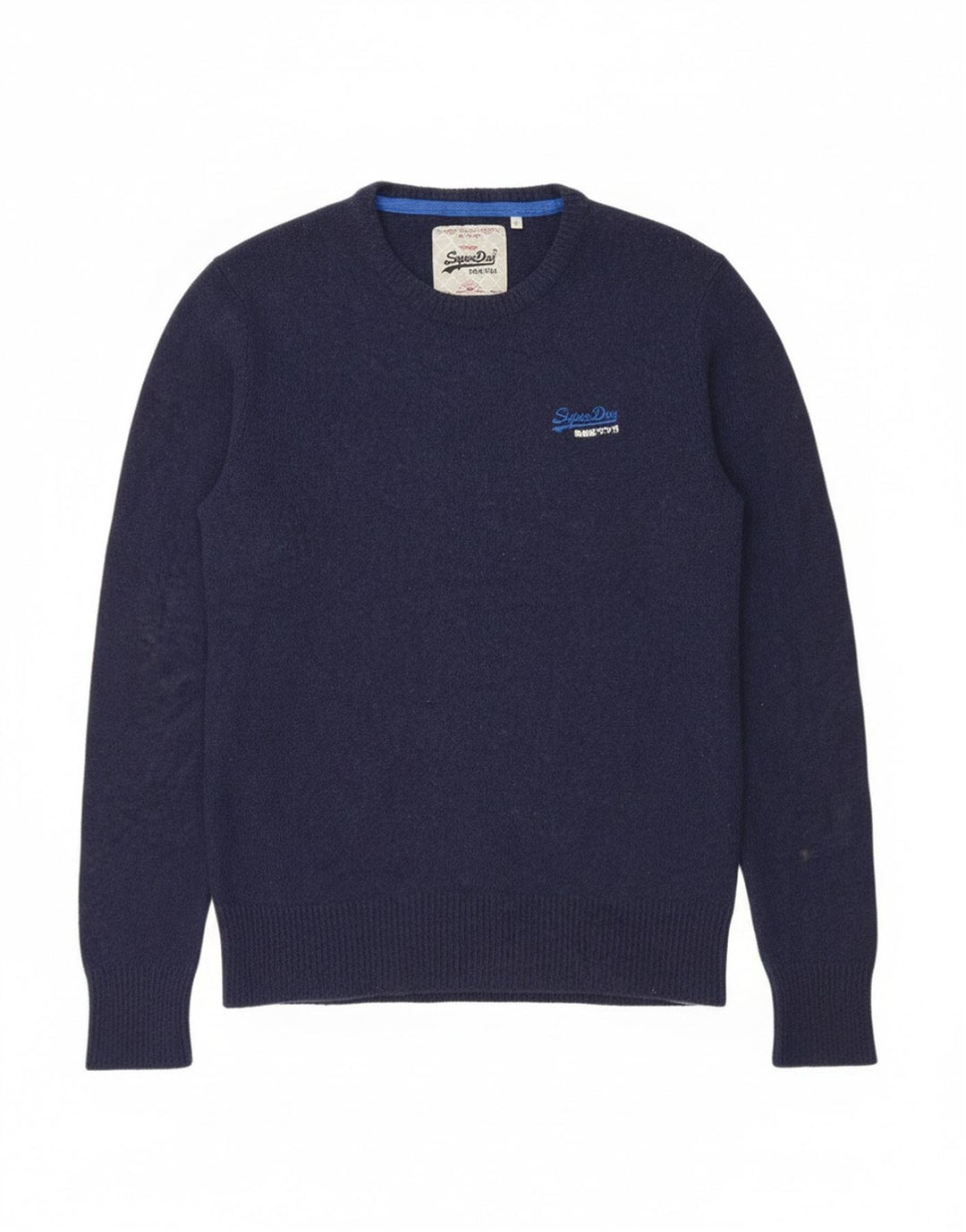 Superdry Pull à col rond en laine bleu marine moyen