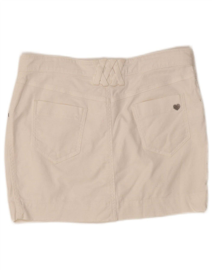 Les Copains Femme Mini Jupe En Jean IT 42 Medium W30 Coton Blanc