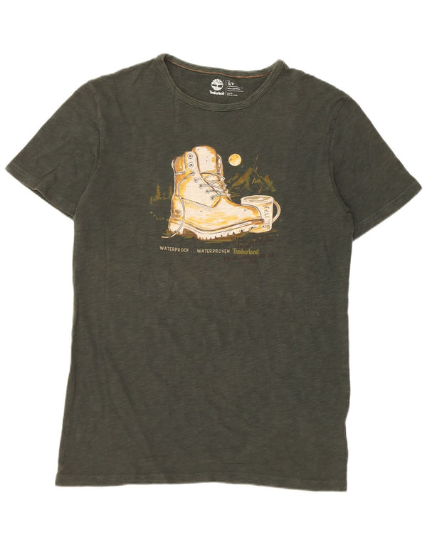 Timberland T-Shirt Slim Fit Graphique Homme Petit Kaki Coton