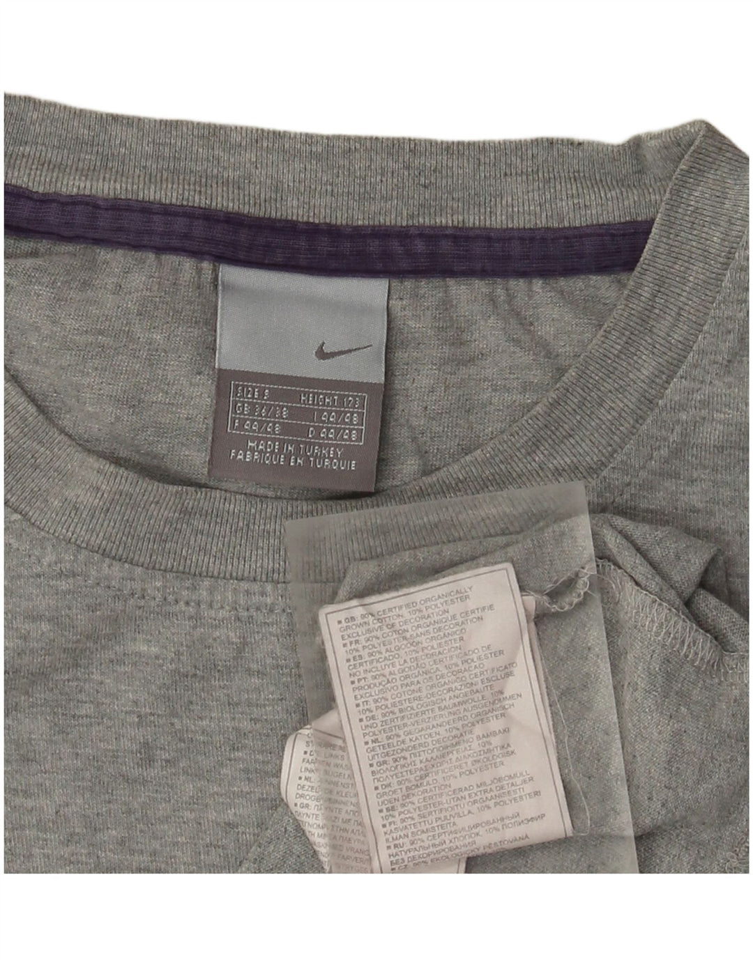 NIKE Haut graphique à manches longues pour hommes UK 36/38 Petit gris coton