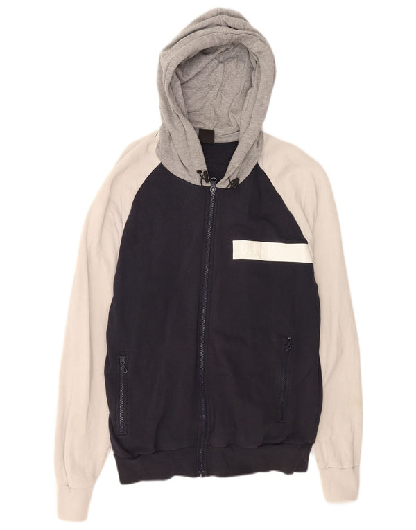 Colmar Pull à capuche zippé pour homme en coton color block bleu marine grand