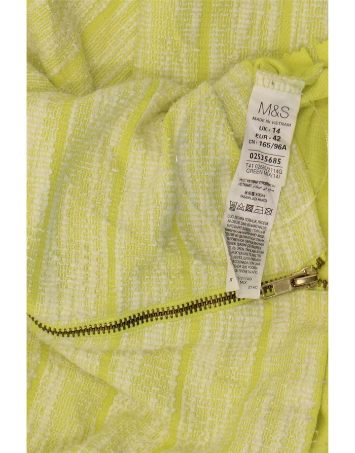 Marks & Spencer Haut à manches 3/4 pour femme UK 14 Large Vert Rayé Polyester