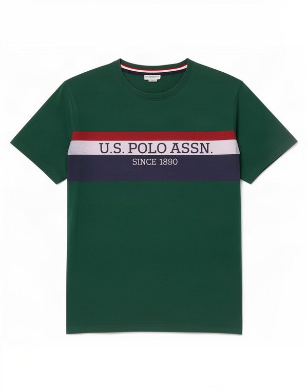 U.S. Polo Assn. T-shirt graphique pour hommes, haut petit, vert colour block