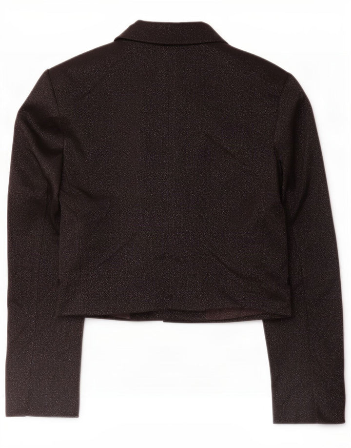 Zara Veste Boléro Femme UK 14 Grand Polyester Moucheté Noir