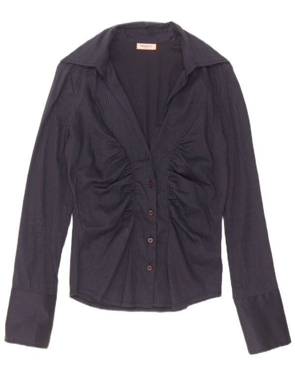 Max & Co. Chemisier pour femme UK 12 en coton à fines rayures bleu marine moyen