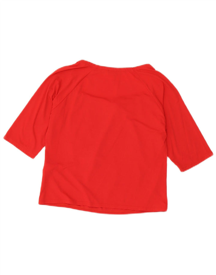 Armani Jeans Chemisier court à manches 3/4 pour femme UK 14 Polyamide rouge moyen