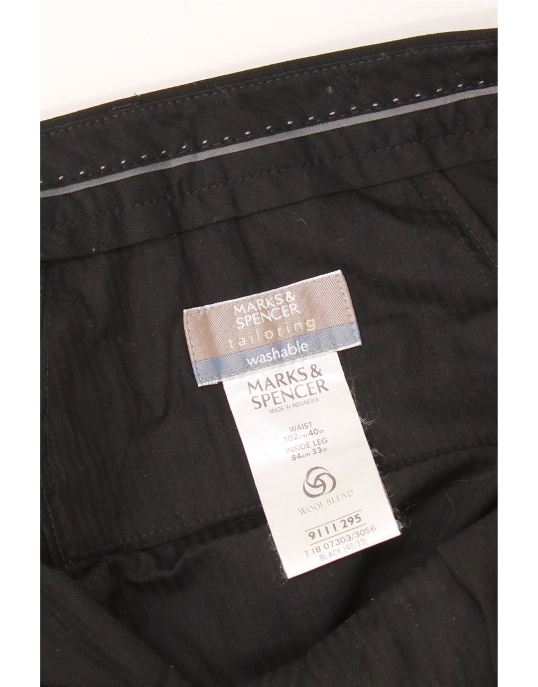 Marks & Spencer Pantalon de costume coupe ajustée pour homme W40 L33 Noir Laine Classique