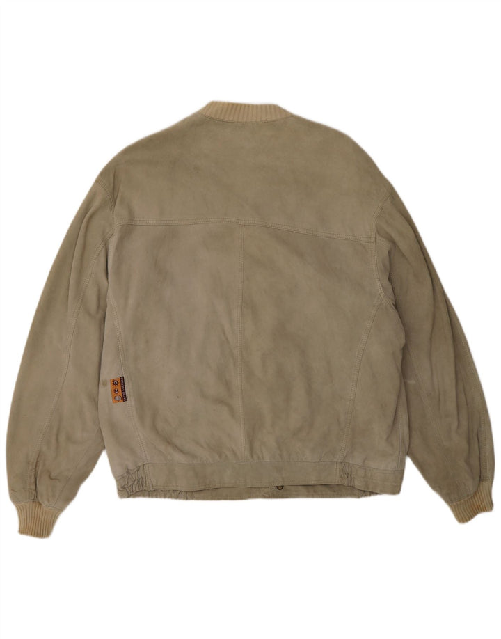 vintage Mens Suede Bomber Jacket UK 40 Grand Beige