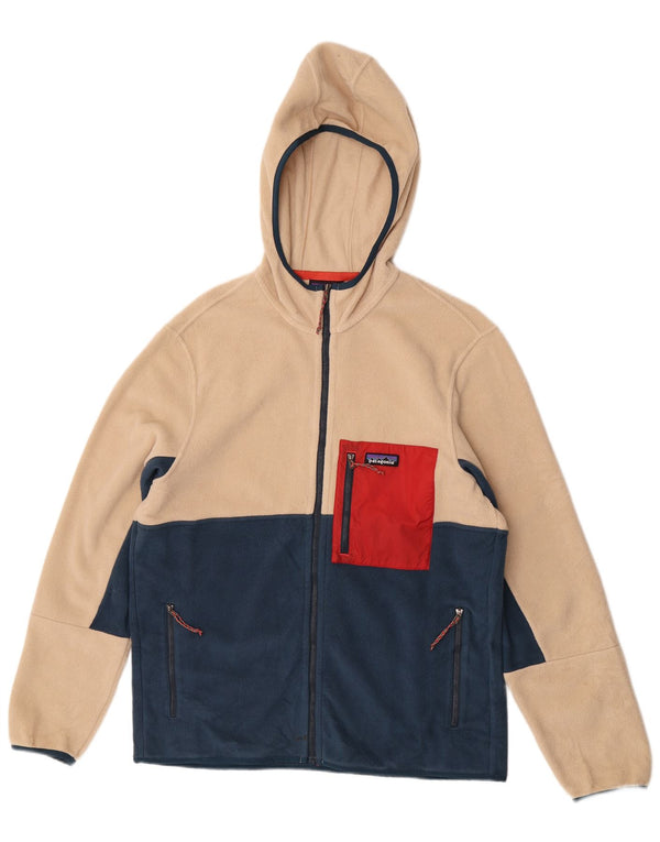 Patagonia Veste polaire à capuche pour homme UK 40 Large Beige Colourblock Polyester