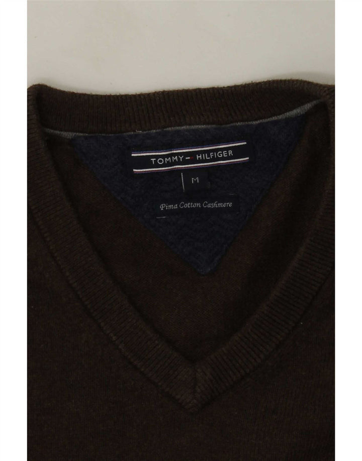Tommy Hilfiger Pull Col V Homme Marron Moyen Coton