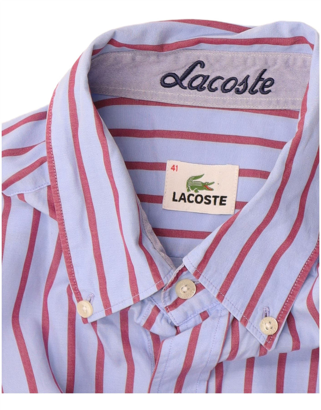 Lacoste Chemise homme Taille 41 Grand coton à fines rayures bleues