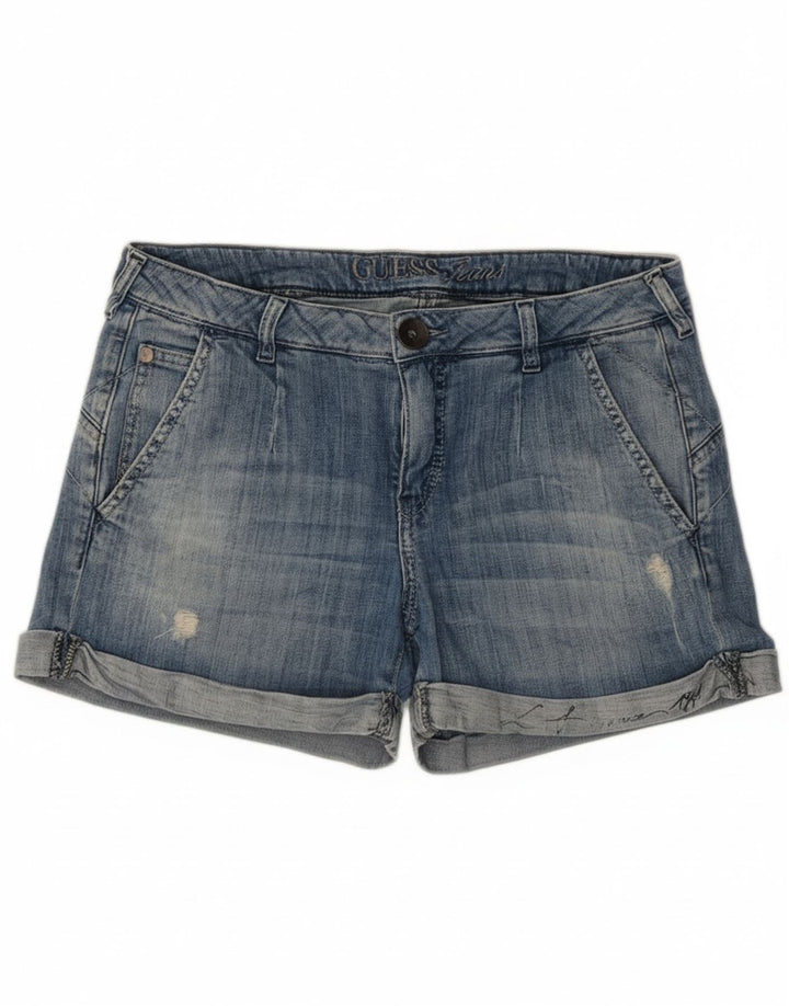 Guess Short en jean vieilli W28 pour femme en coton bleu moyen