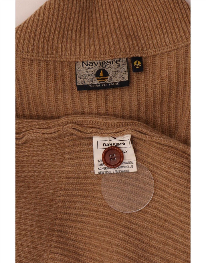 Navigare Cardigan pour homme en laine d'agneau beige