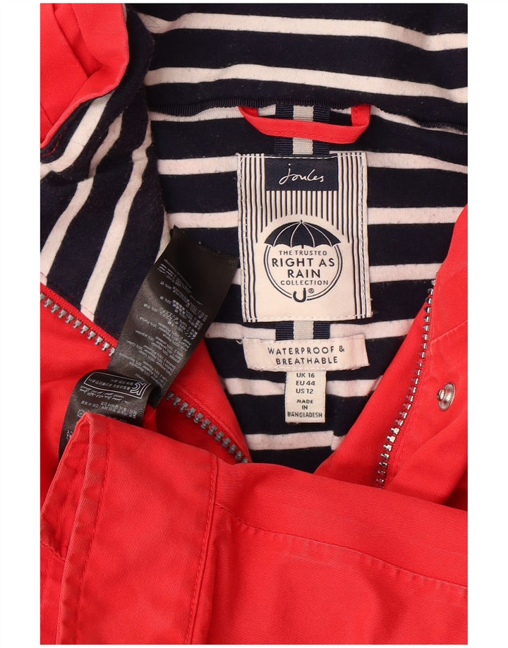 Joules Veste imperméable surdimensionnée pour femme UK 16 Large Rouge Polyester