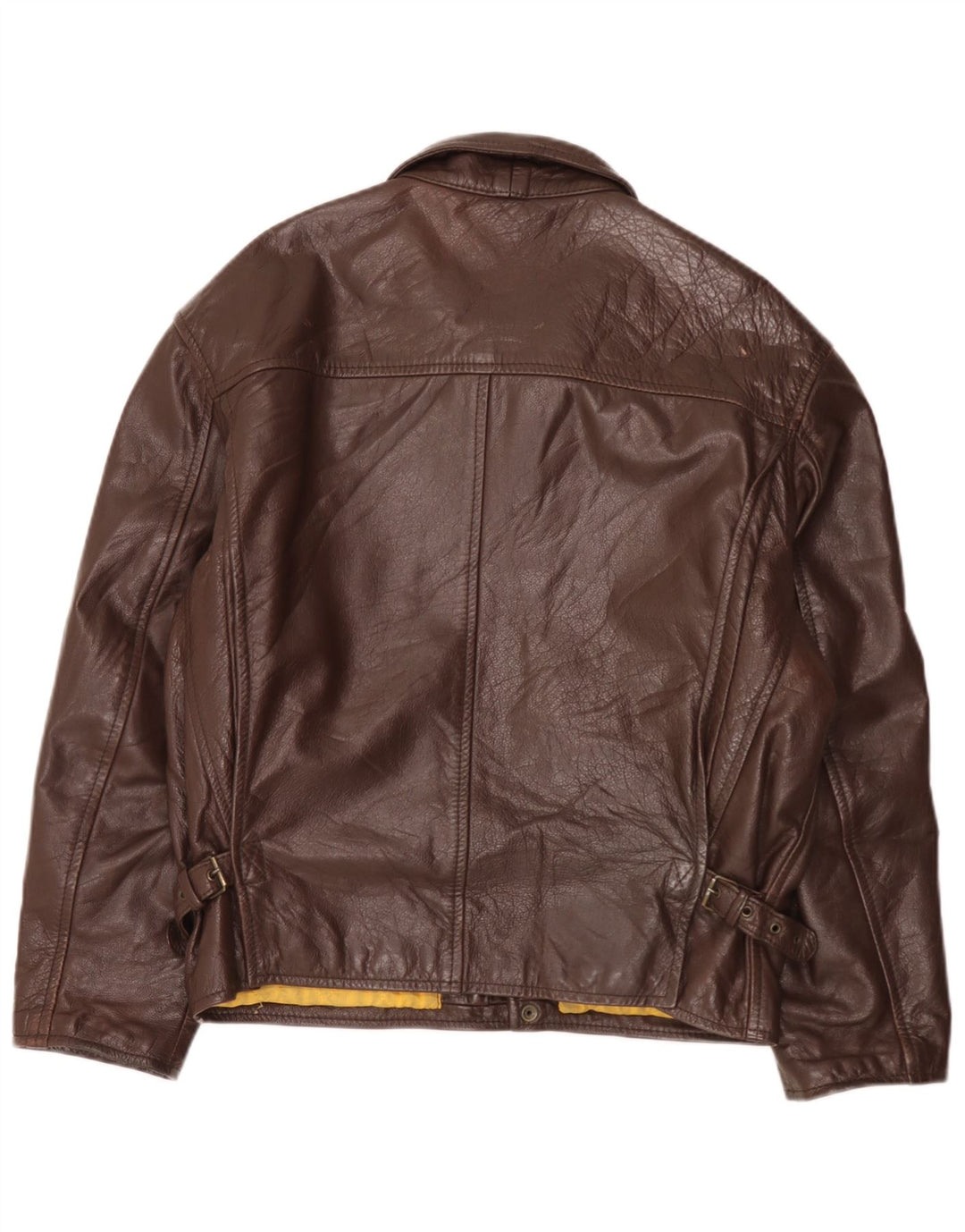 veste en cuir homme vintage IT 50 Grand cuir marron