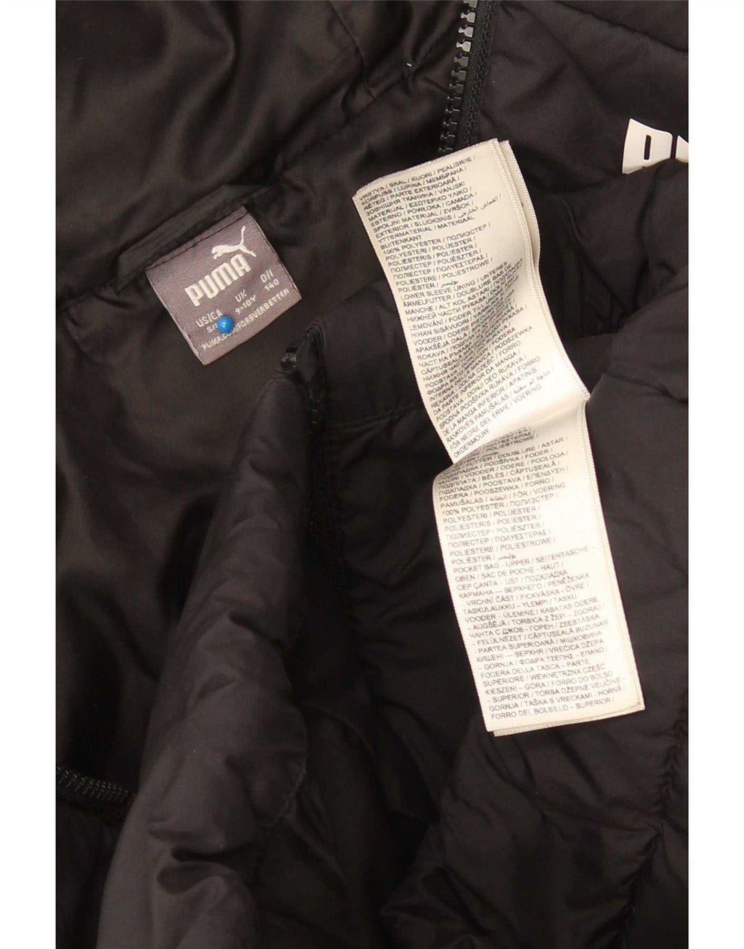 Puma Veste matelassée à capuche garçon 9-10 ans Noir Polyester