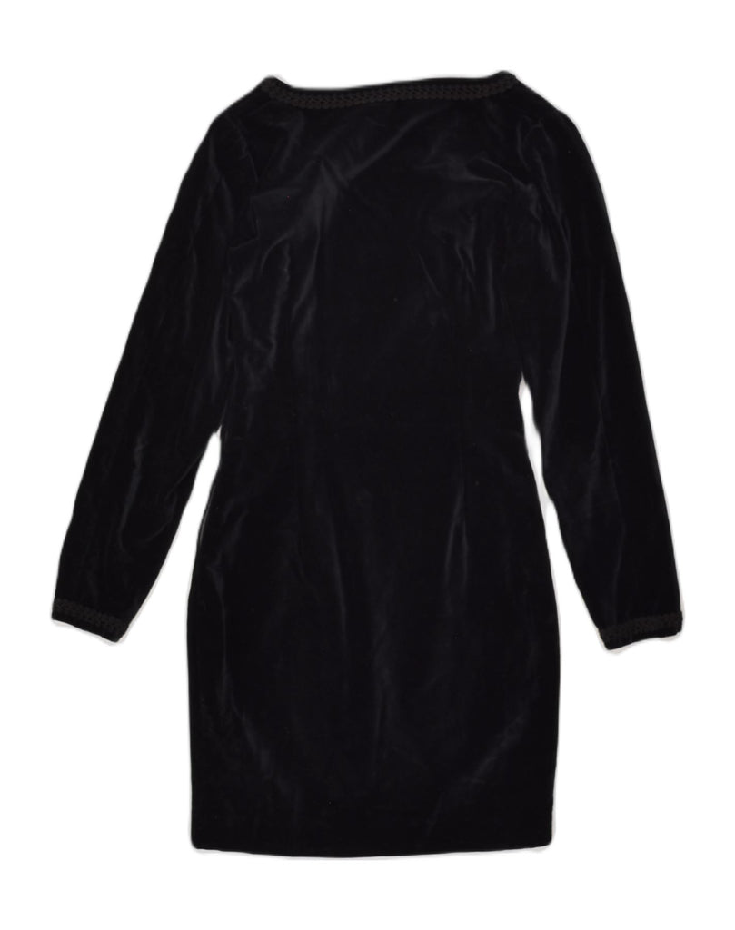 VINTAGE Womens Velour Long Sleeve Bodycon Dress UK 10 Small Black | Vintage Vintage | Thrift | Second-Hand Vintage | Used Clothing | Messina Hembry 