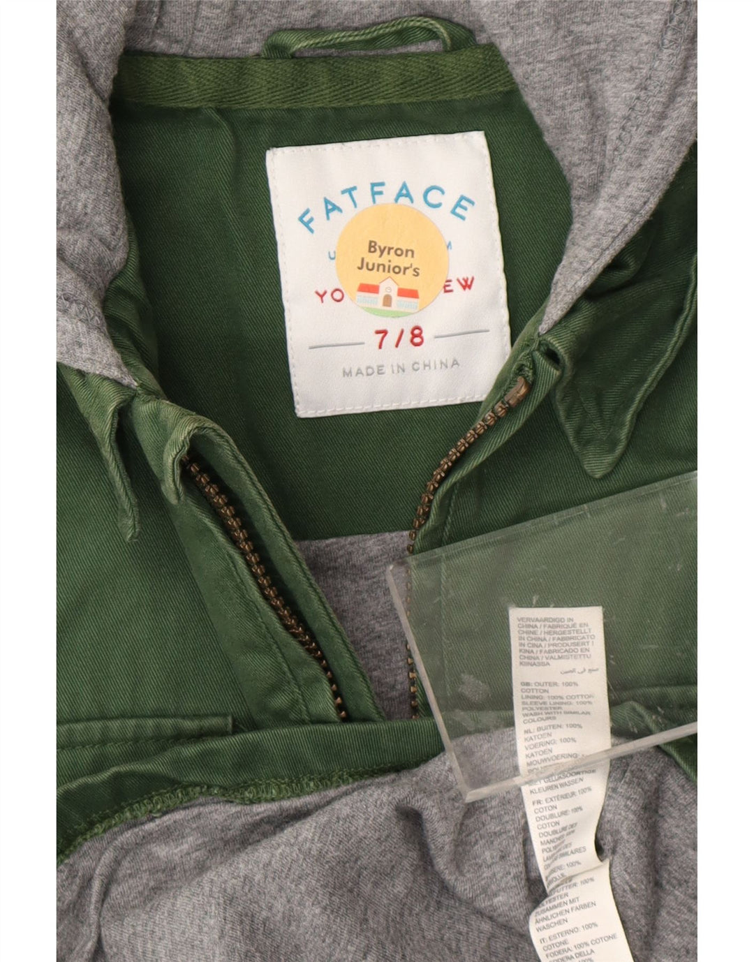 FAT FACE Chemise en jean à capuche Lumberjack pour garçon 7-8 ans Vert Colourblock