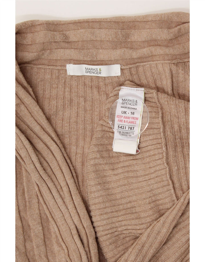 Marks & Spencer Pull cardigan ouvert asymétrique pour femme UK 16 Large Beige