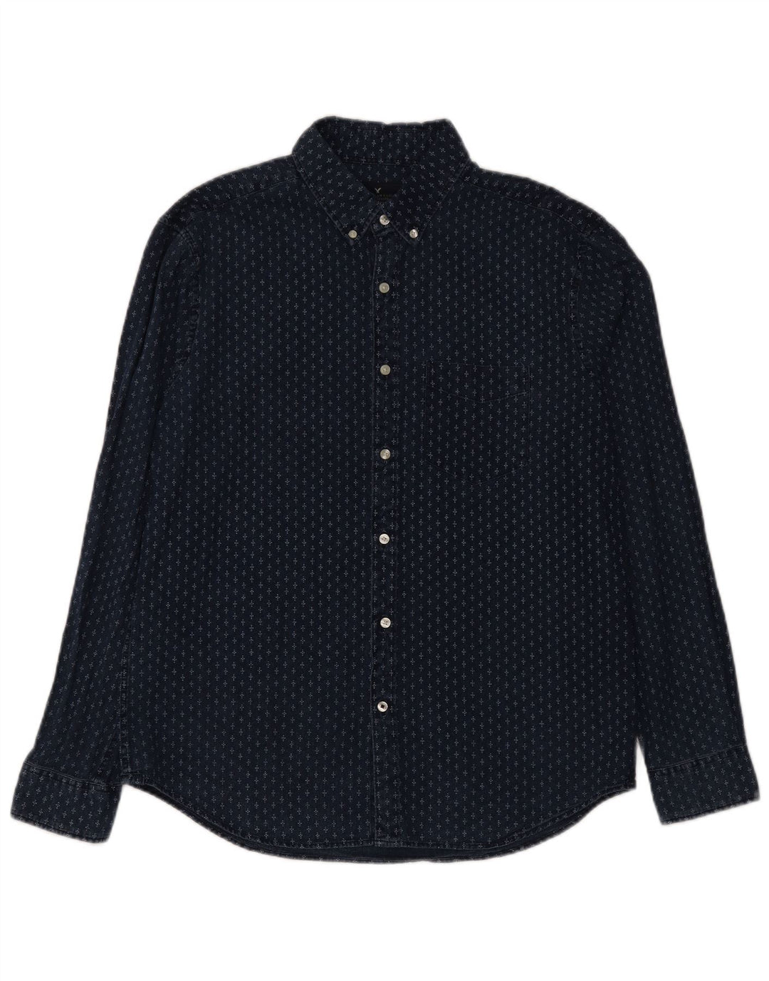 American Eagle Chemise coupe classique pour homme en coton à pois bleu marine