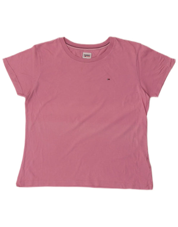Tommy Hilfiger T-Shirt Femme Top UK 14 Large Rose Coton