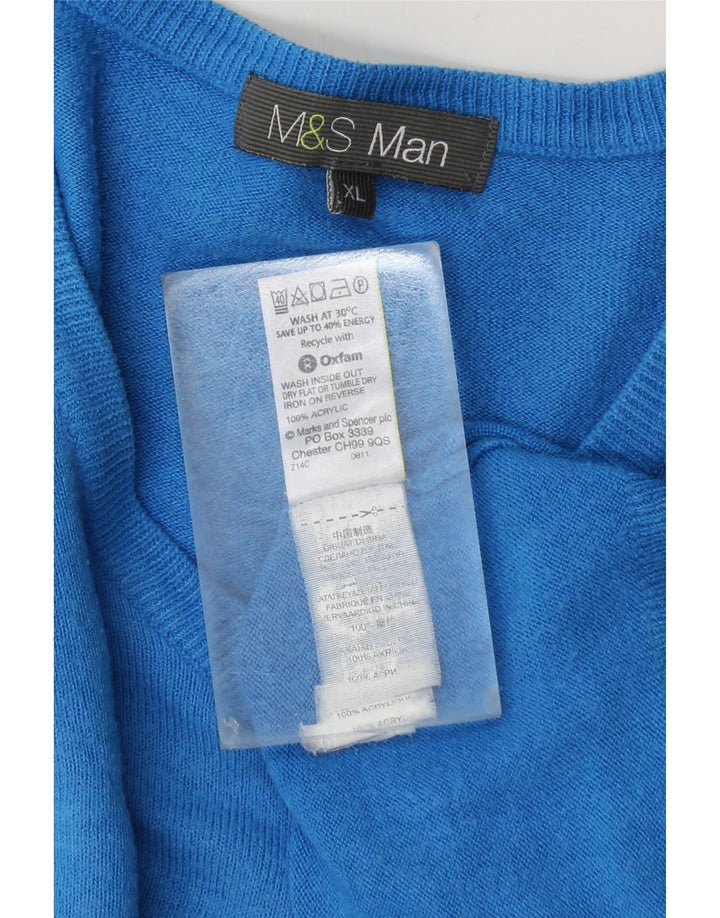 Marks & Spencer Pull Col V Homme XL Bleu Acrylique
