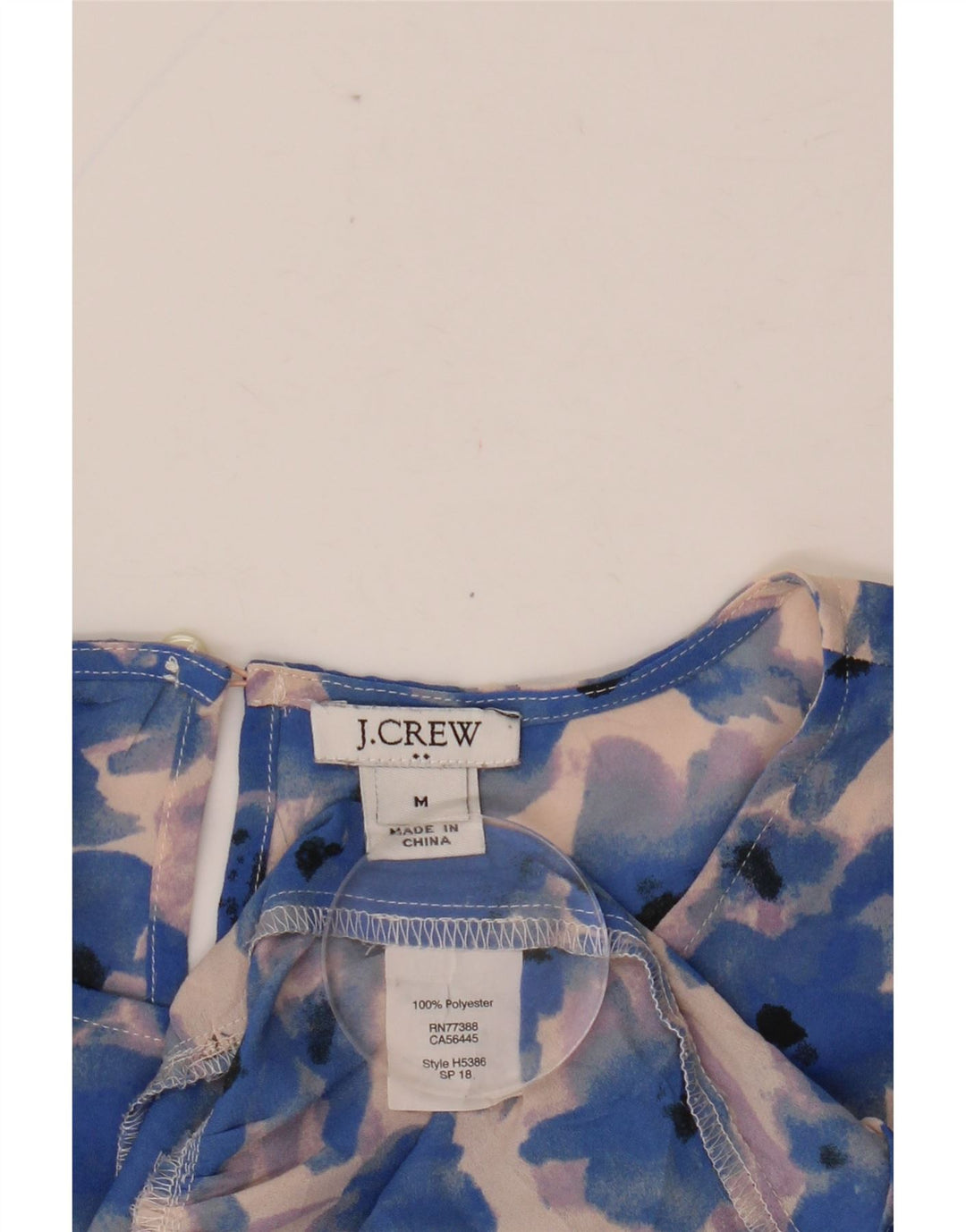 J. CREW Chemisier à manches 3/4 pour femme UK 14 Bleu moyen Floral Polyester