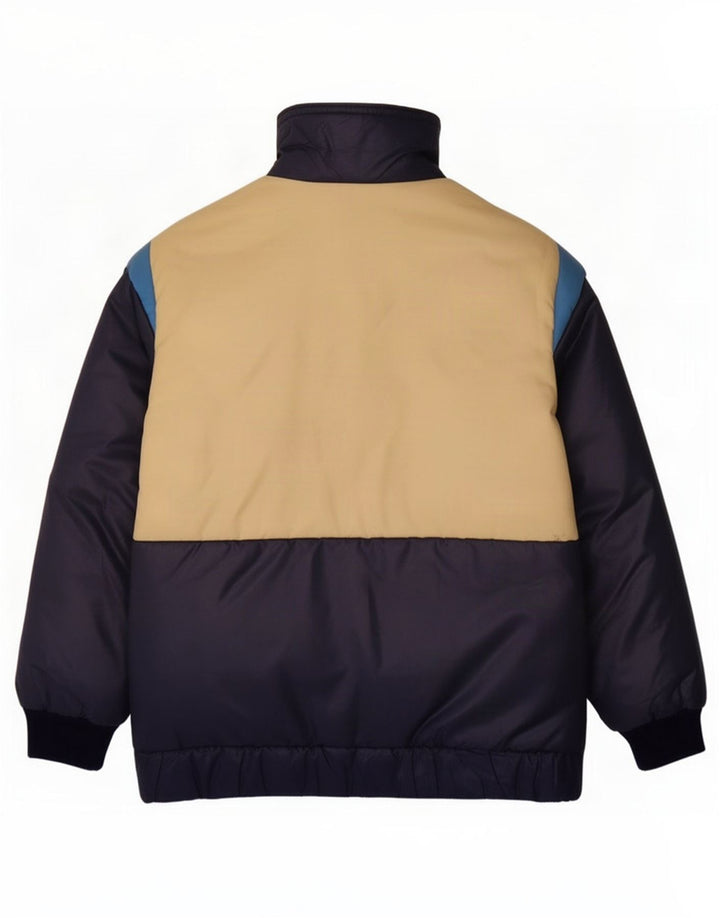 veste rembourrée homme vintage UK 36 Petit bleu marine colourblock polyamide
