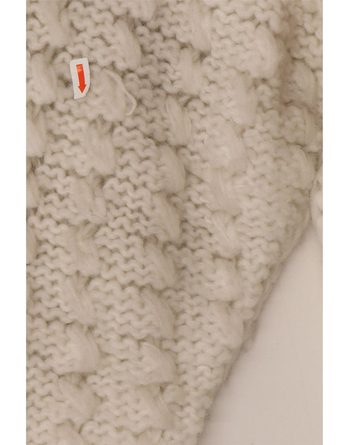 VINTAGE Pull Cardigan Femme UK 14 Moyen Blanc