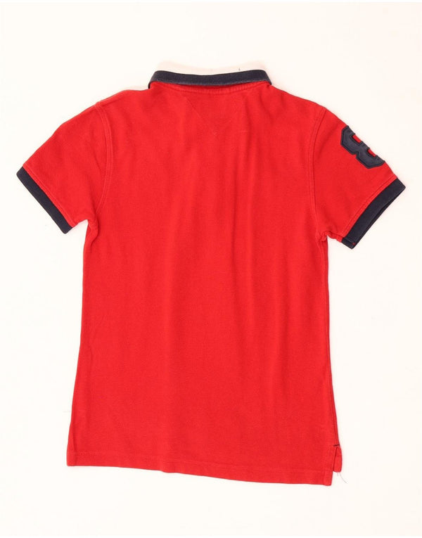 Tommy Hilfiger Polo de rugby graphique pour garçon 8-9 ans Petit coton rouge