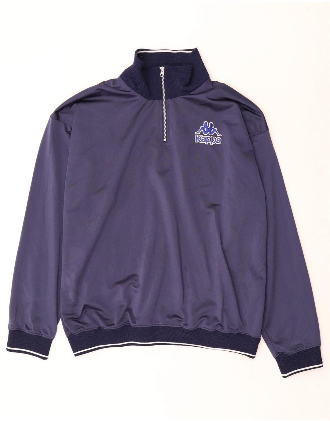 Kappa Haut de survêtement surdimensionné à col zippé pour homme Bleu marine Taille L