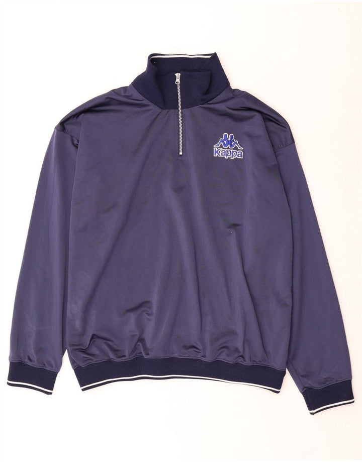 Kappa Haut de survêtement surdimensionné à col zippé pour homme Bleu marine Taille L