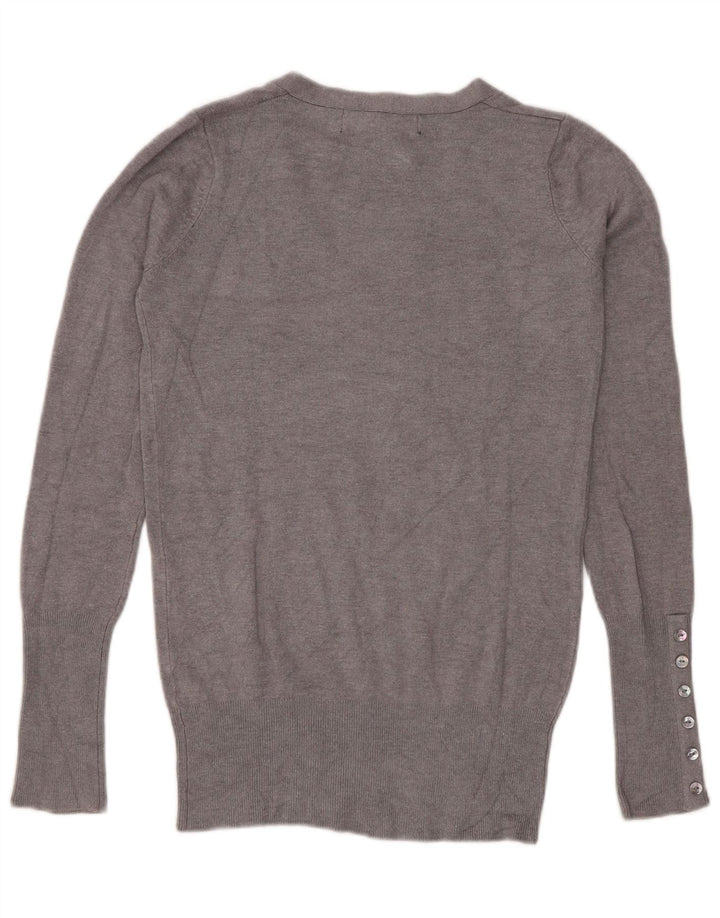 Zara Pull col V pour femme UK 10 Petit Gris