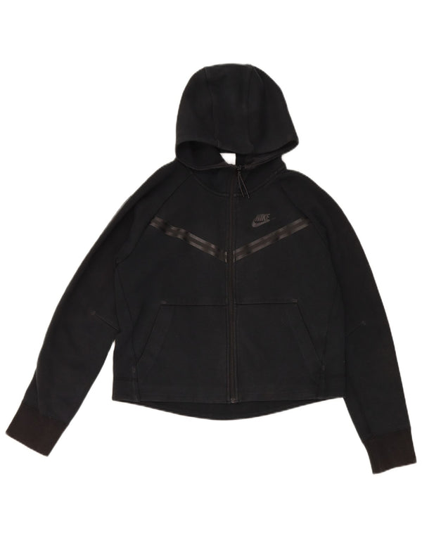 Nike Pull à capuche zippé surdimensionné pour femme UK 6 XS Coton noir