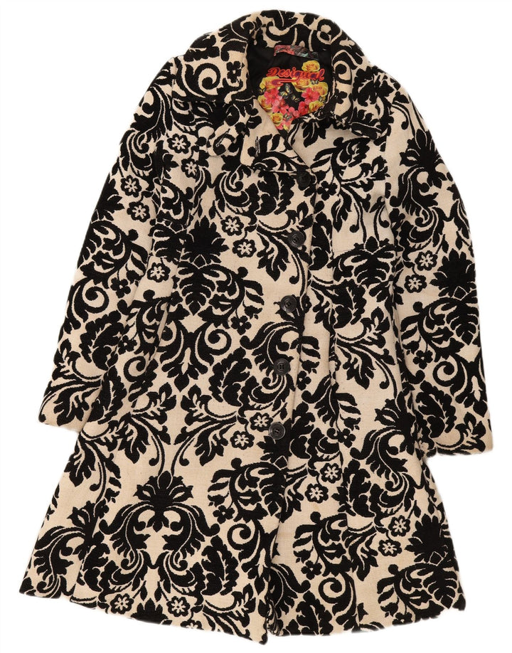 Desigual Femmes Rainbow Graphic Pardessus EU 38 Beige Moyen Floral