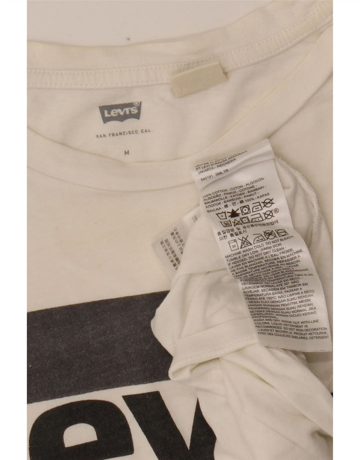 LEVI'S Womens Graphic T-Shirt Top UK 14 Medium White Cotton Vintage Levi's and Second-Hand Levi's from Messina Hembry 
