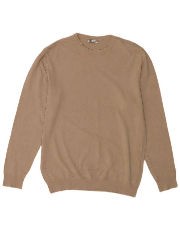 Zara Pull Col Rond Homme Beige Moyen