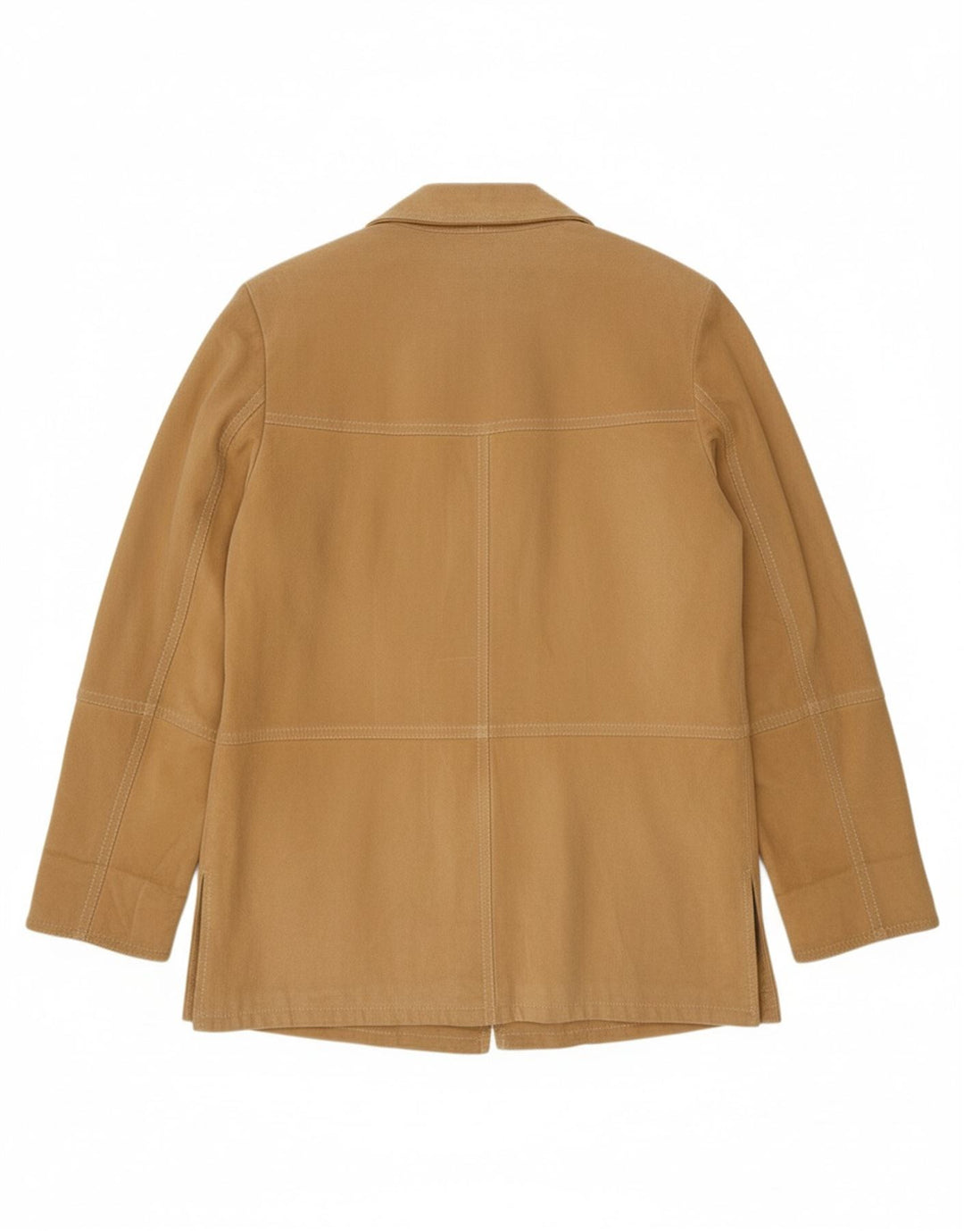 VINTAGE Womens Suede 3 Button Blazer Jacket IT 52 2XL Beige Leather