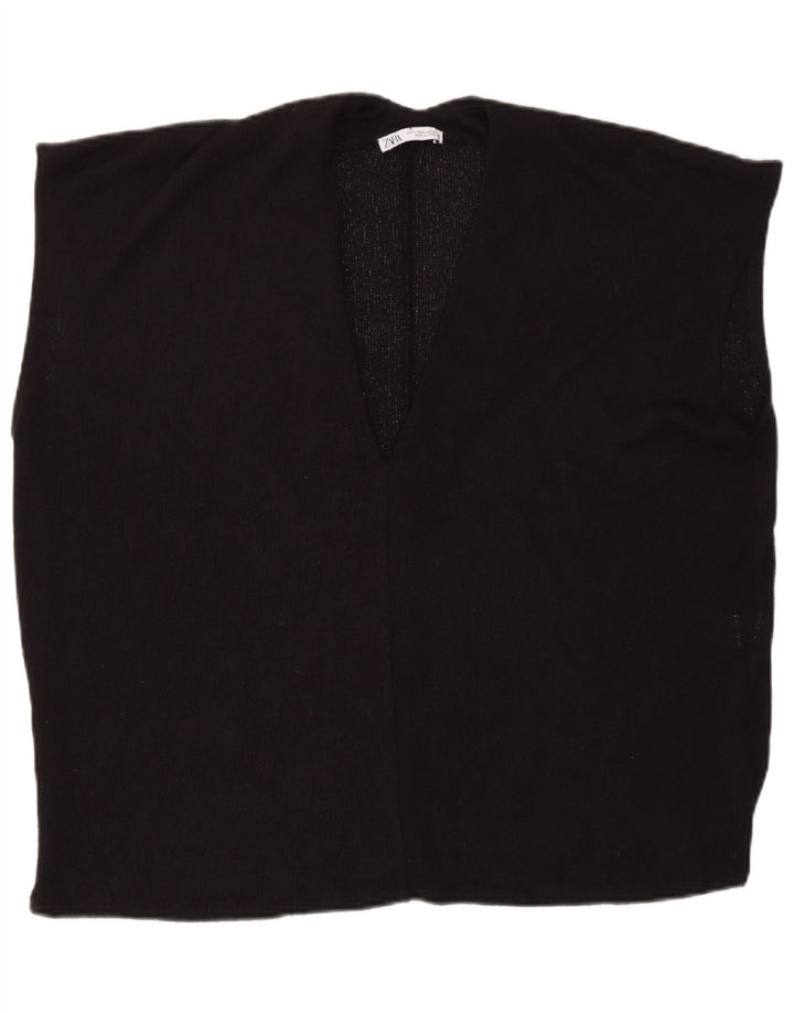 Zara Débardeur surdimensionné pour femme UK 10 Small Noir Viscose