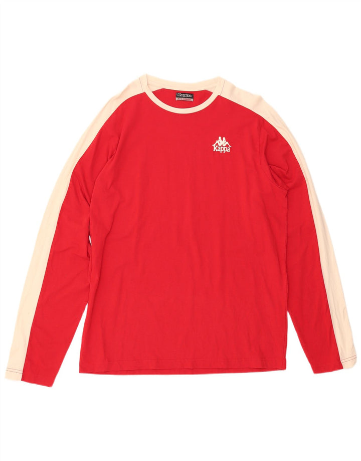 KAPPA Haut Homme Manches Longues XL Rouge Colourblock Coton