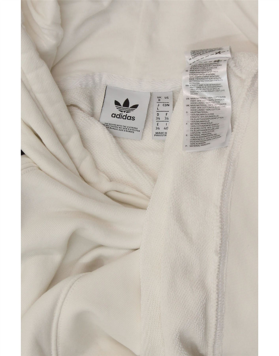 ADIDAS Pull à capuche surdimensionné pour femme UK 8 Petit coton blanc