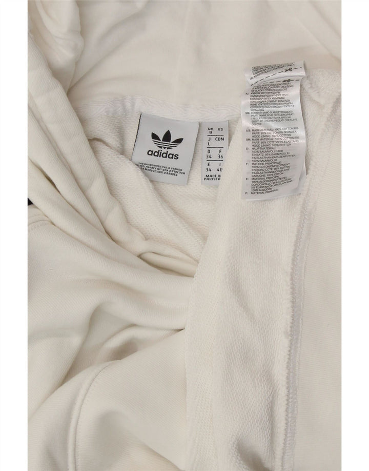 ADIDAS Pull à capuche surdimensionné pour femme UK 8 Petit coton blanc