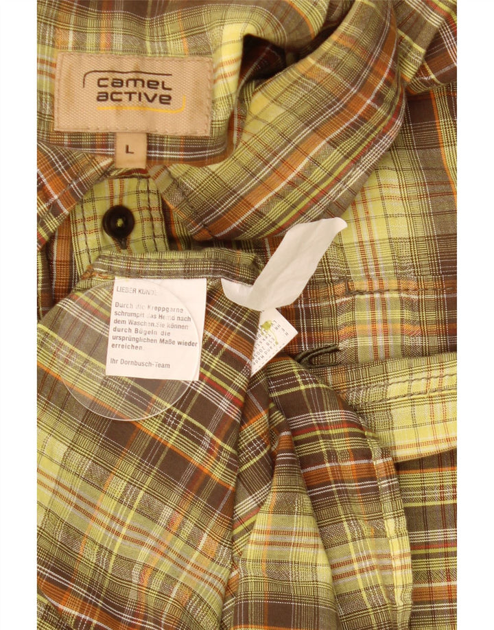 Camel Active Chemise à manches courtes pour hommes à carreaux jaunes