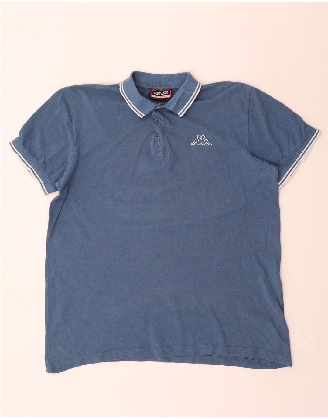 Kappa Polo Homme Large Bleu Rayé Coton