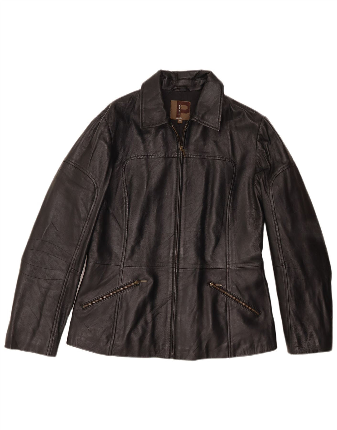 Conbipel Veste en Cuir Femme IT 46 Grand Cuir Noir